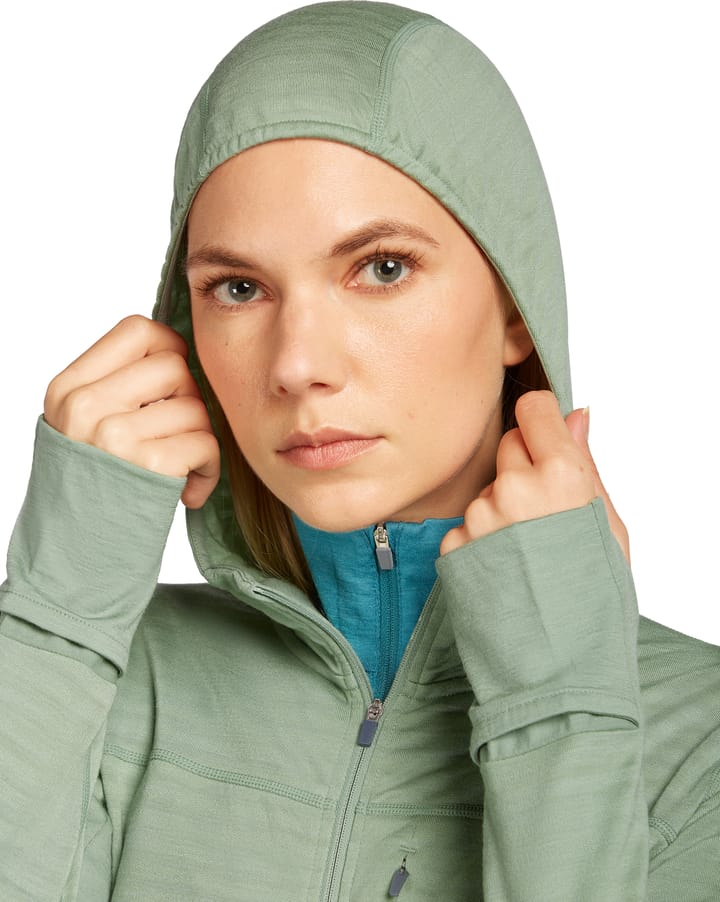 Icebreaker Women Merino Blend 300 Realfleece™ Descender Ls Zip Hoodie Seaglass Icebreaker