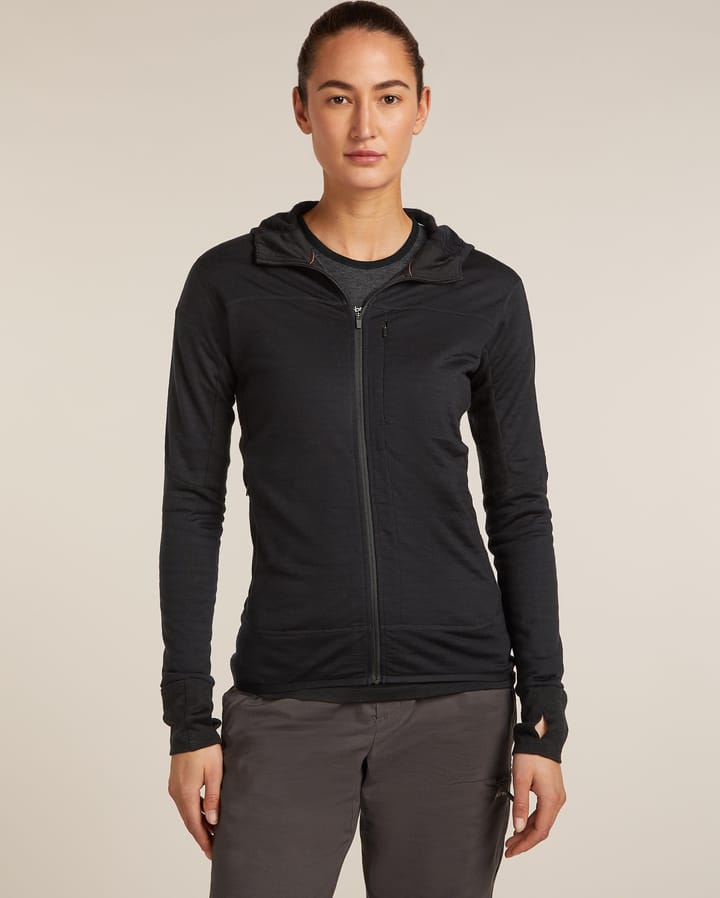 Icebreaker Wom Mer  300 Realfleece Desc Ls Zip Hoo Black Icebreaker