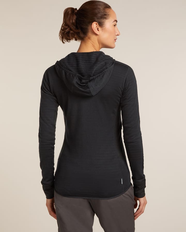 Icebreaker Wom Mer  300 Realfleece Desc Ls Zip Hoo Black Icebreaker