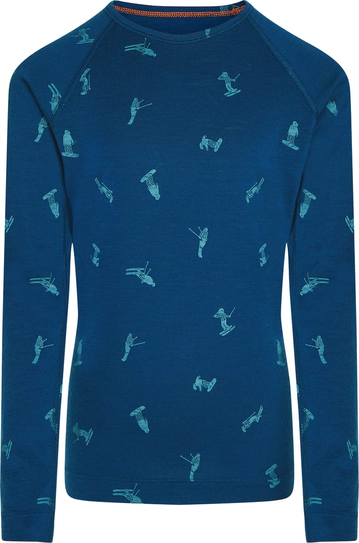 Icebreaker Kids' Merino 200 Oasis Long Sleeve Crewe Snow Day Atlantis/Topaz Icebreaker