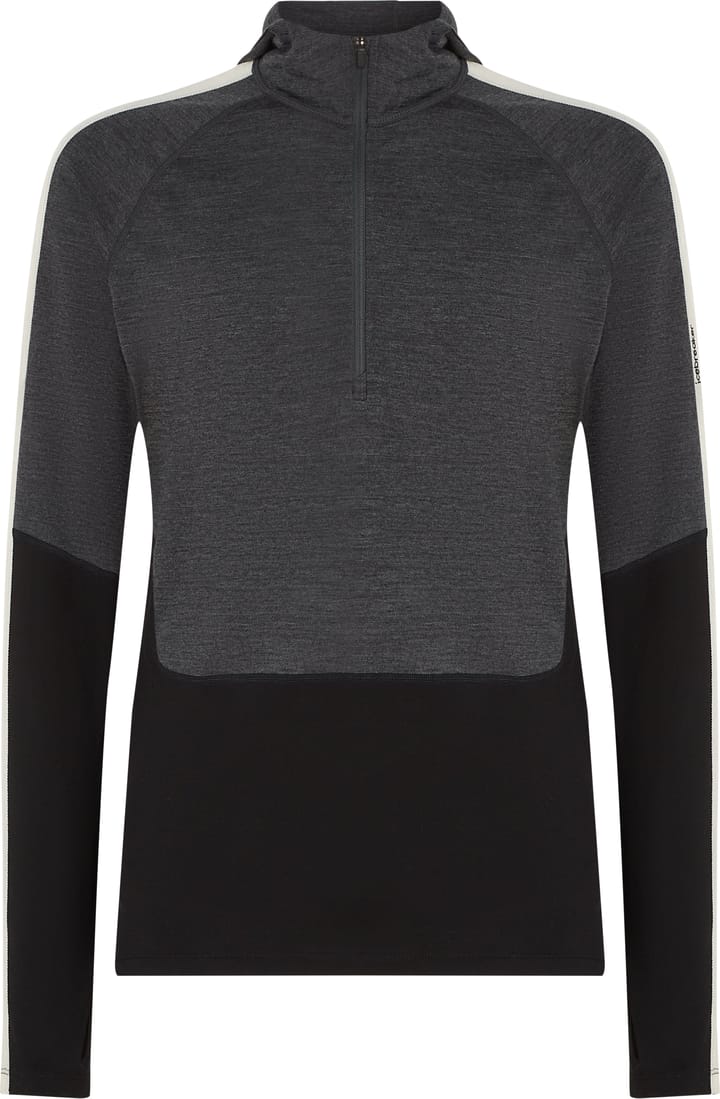 Icebreaker Men Merino 200 Oasis Ls Half Zip Hoodie Black/jet Hthr/undyed/cb Icebreaker