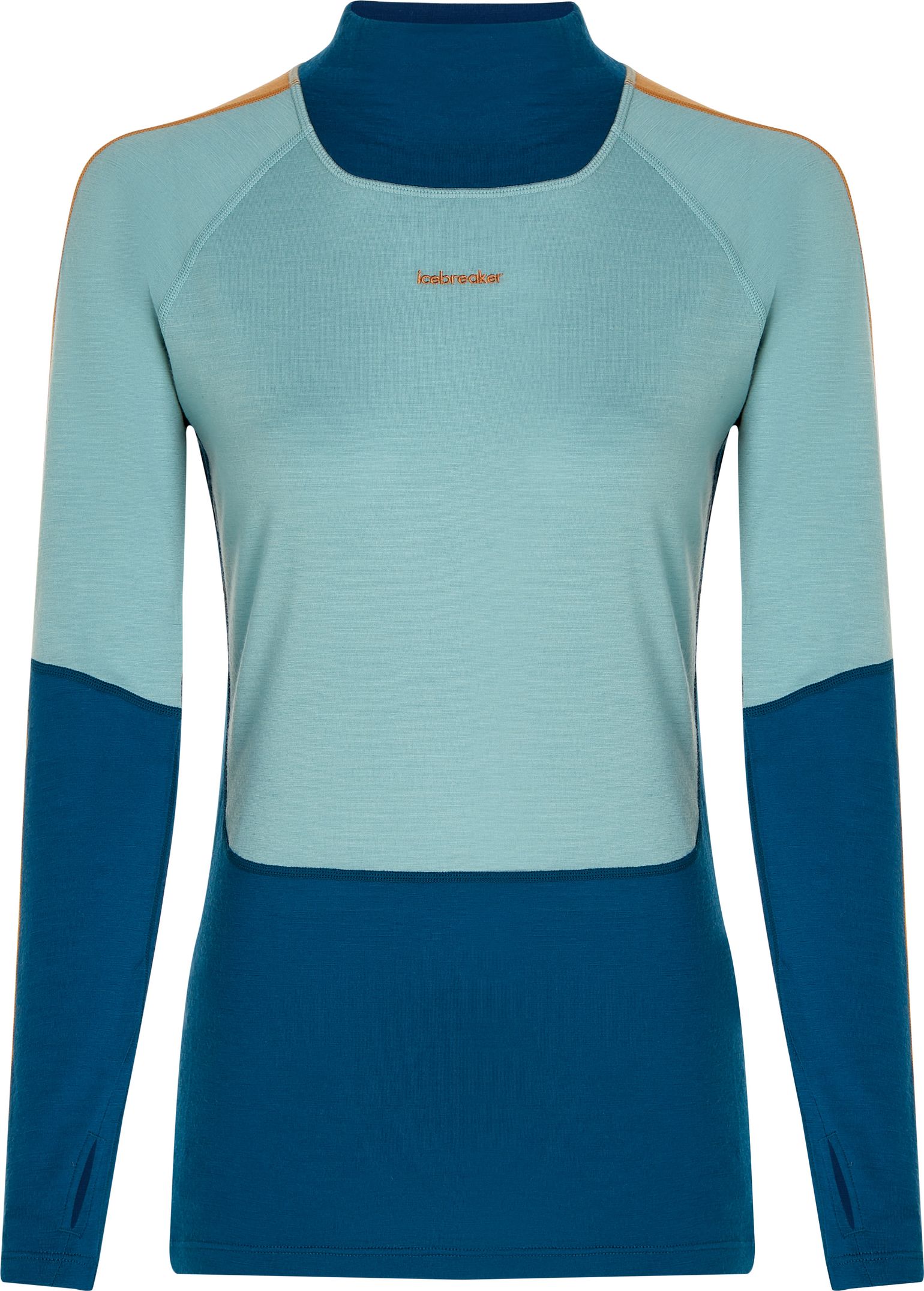 Icebreaker Women's Merino 200 Oasis+ Long Sleeve High Neck Atlantis/Hydro/Trail