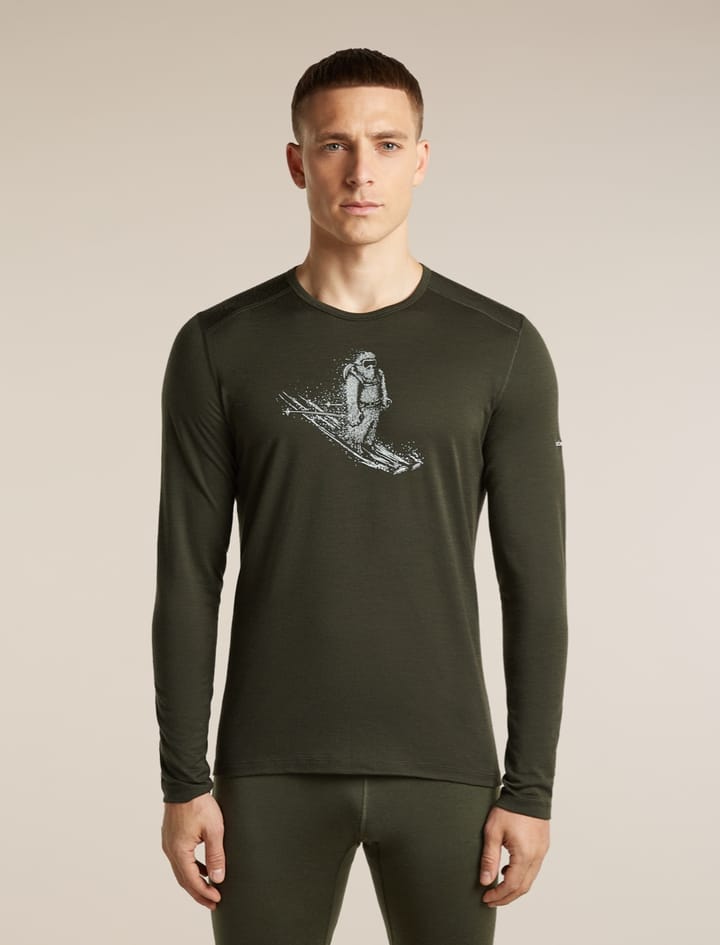 Icebreaker Men's Merino 200 Oasis Long Sleeve Crewe Skiing Yeti Dk Loden Icebreaker