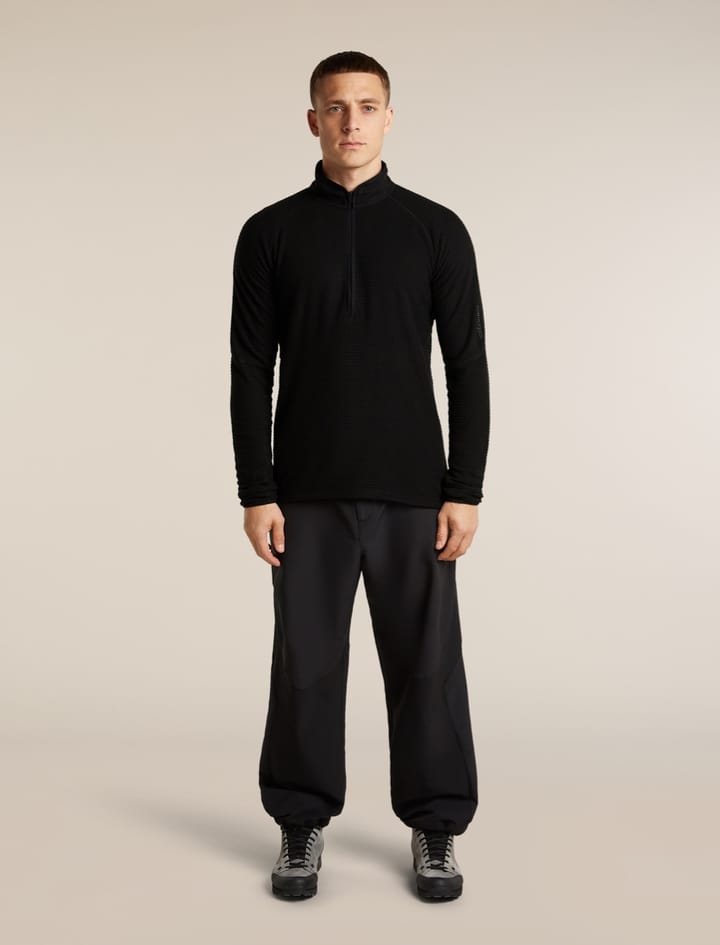 Icebreaker Men Mer 400 Realfleece Grid Ls Half Zip Black Icebreaker