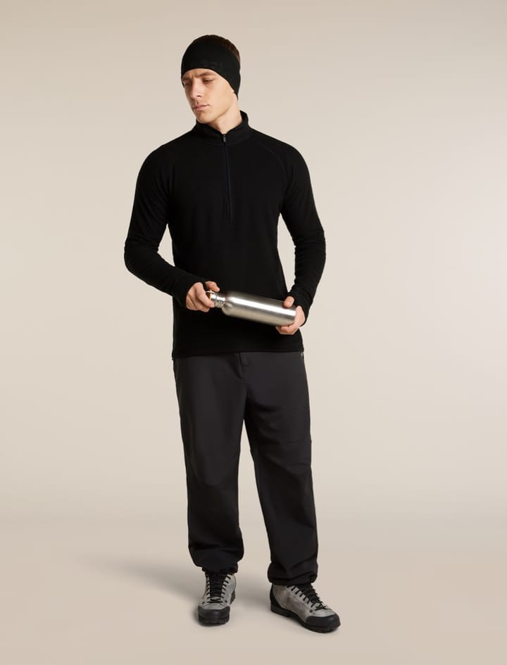 Icebreaker Men Mer 400 Realfleece Grid Ls Half Zip Black Icebreaker