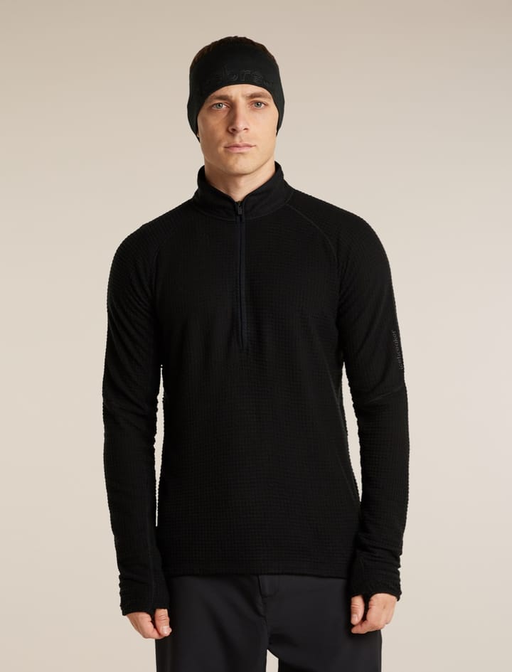 Icebreaker Men Mer 400 Realfleece Grid Ls Half Zip Black Icebreaker