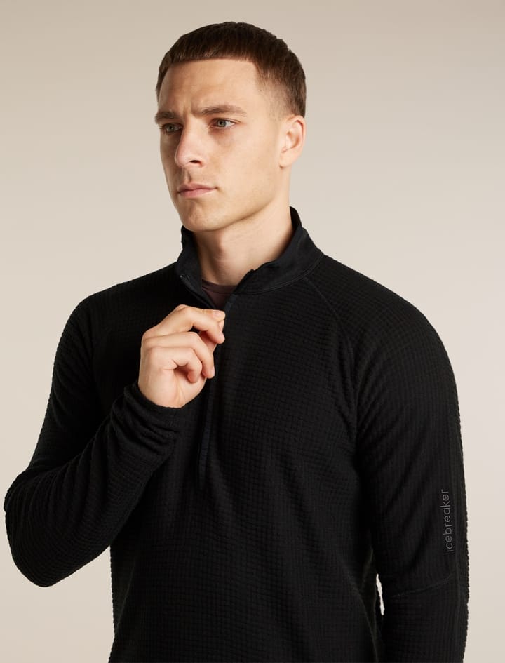 Icebreaker Men Mer 400 Realfleece Grid Ls Half Zip Black Icebreaker