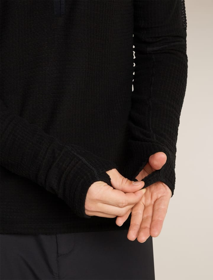 Icebreaker Men Mer 400 Realfleece Grid Ls Half Zip Black Icebreaker