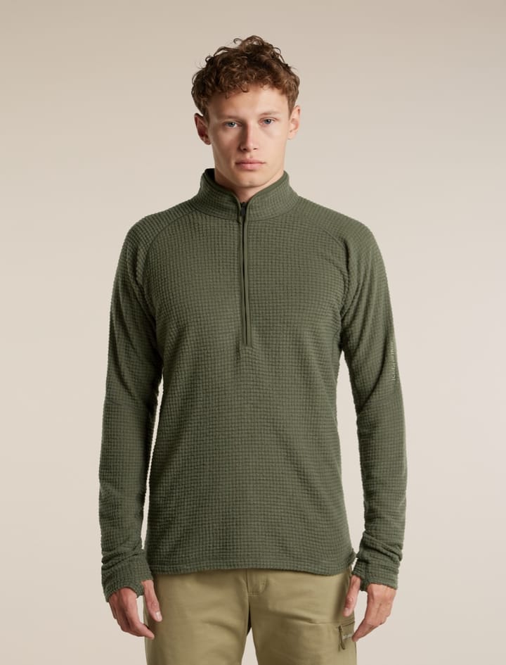 Icebreaker Men Mer 400 Realfleece Grid Ls Half Zip Dk Loden Icebreaker