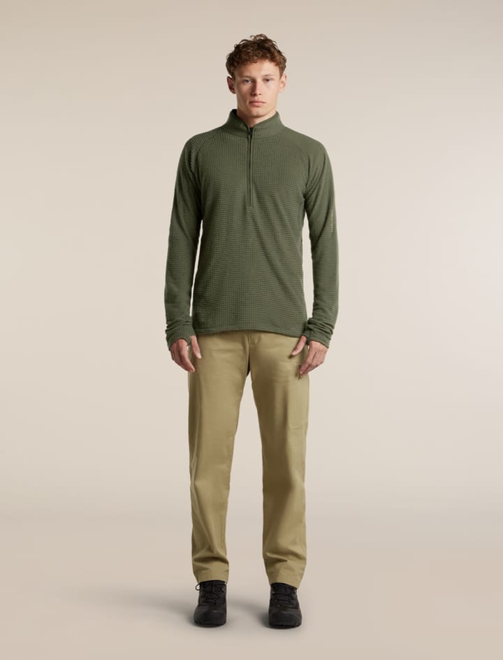 Icebreaker Men Mer 400 Realfleece Grid Ls Half Zip Dk Loden Icebreaker