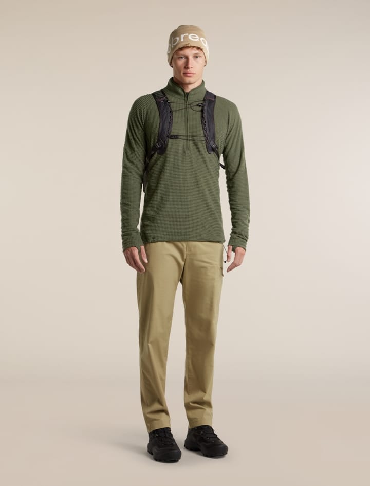 Icebreaker Men Mer 400 Realfleece Grid Ls Half Zip Dk Loden Icebreaker