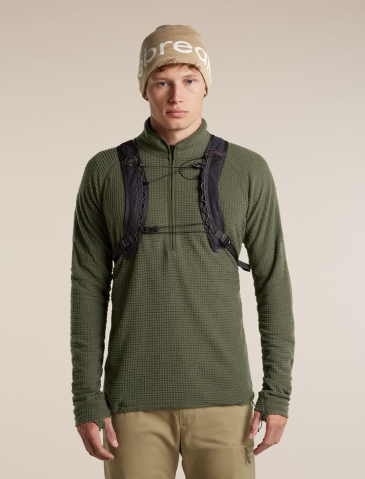 Icebreaker Men Mer 400 Realfleece Grid Ls Half Zip Dk Loden Icebreaker