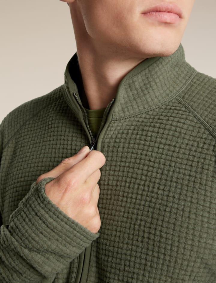 Icebreaker Men Mer 400 Realfleece Grid Ls Half Zip Dk Loden Icebreaker
