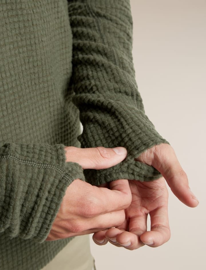Icebreaker Men Mer 400 Realfleece Grid Ls Half Zip Dk Loden Icebreaker