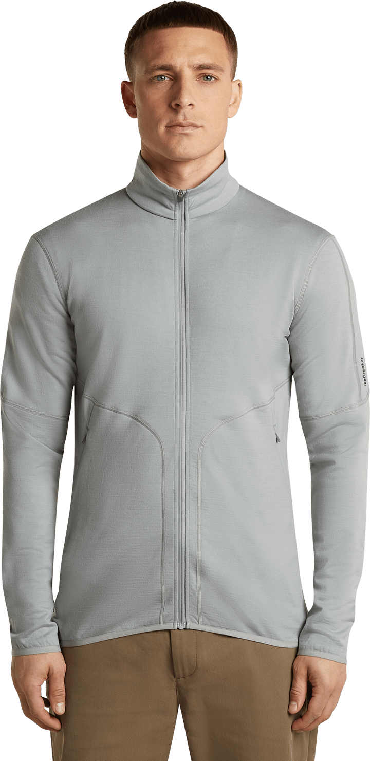 Icebreaker Men's Merino 560 Realfleece Elemental II Long Sleeve Zip Proto Grey Icebreaker