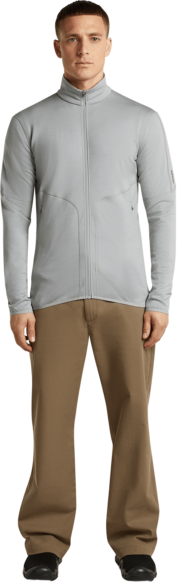 Icebreaker Men's Merino 560 Realfleece Elemental II Long Sleeve Zip Proto Grey Icebreaker