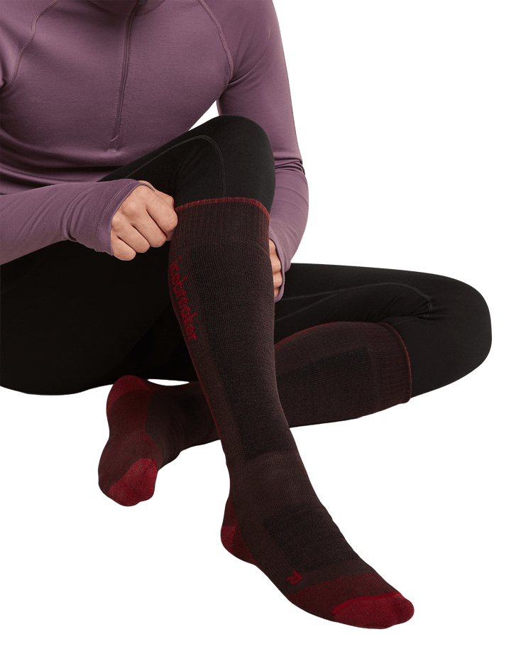 Icebreaker Men's Merino Ski+ Medium Bittersweet/Port/Black Icebreaker