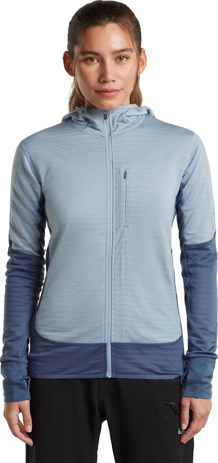 Icebreaker Wom Mer  300 Realfleece Desc Ls Zip Hoo Dawn/zincblue/cb Icebreaker