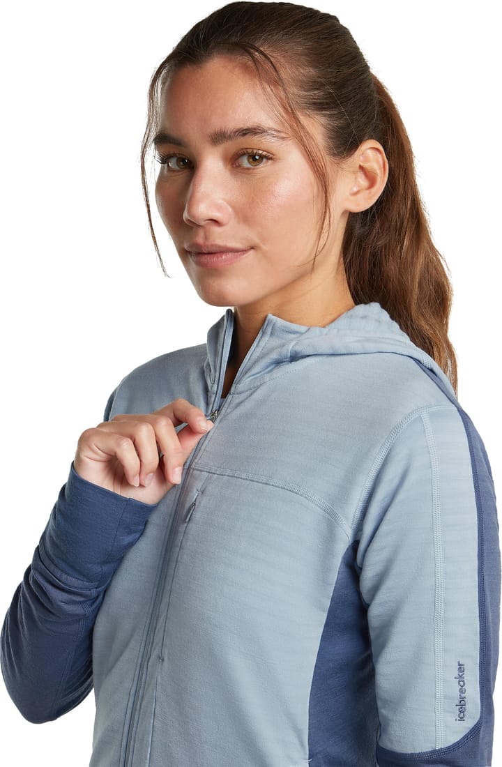 Icebreaker Wom Mer  300 Realfleece Desc Ls Zip Hoo Dawn/zincblue/cb Icebreaker
