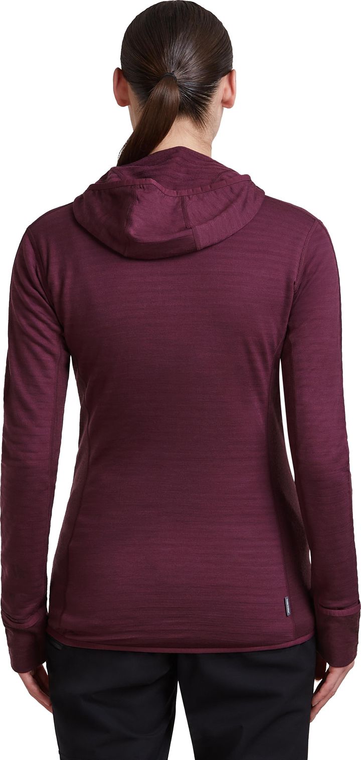 Icebreaker Wom Mer  300 Realfleece Desc Ls Zip Hoo Dk Berry Icebreaker