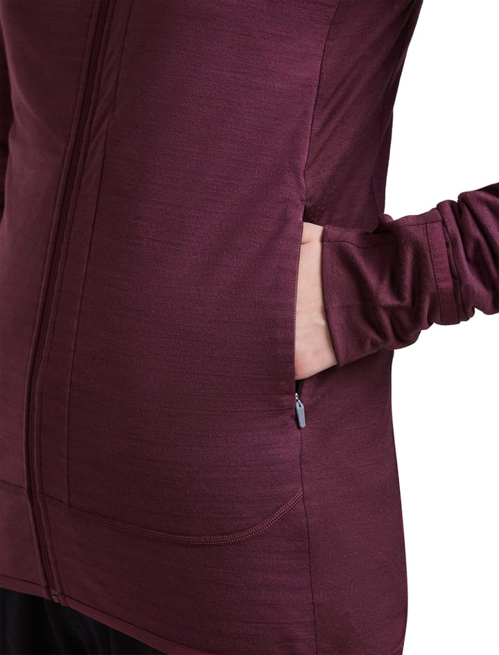 Icebreaker Wom Mer  300 Realfleece Desc Ls Zip Hoo Dk Berry Icebreaker