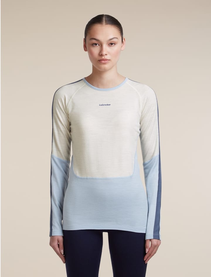Icebreaker Women Merino 200 Oasis+ Ls Crewe Zincblu/ecru Hthr/dawn/cb Icebreaker