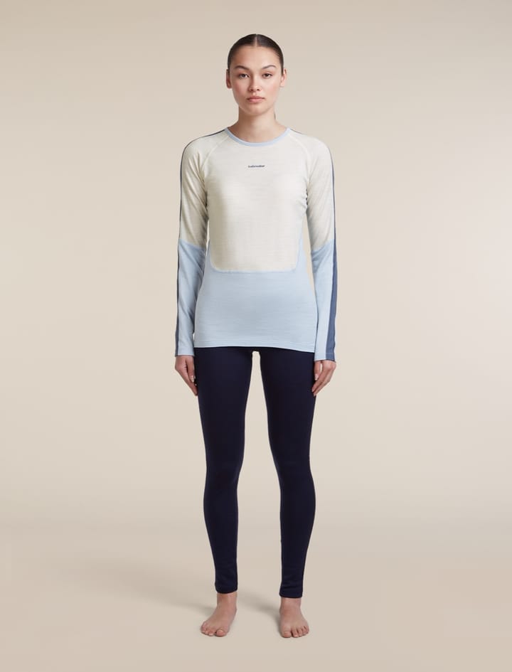Icebreaker Women Merino 200 Oasis+ Ls Crewe Zincblu/ecru Hthr/dawn/cb Icebreaker