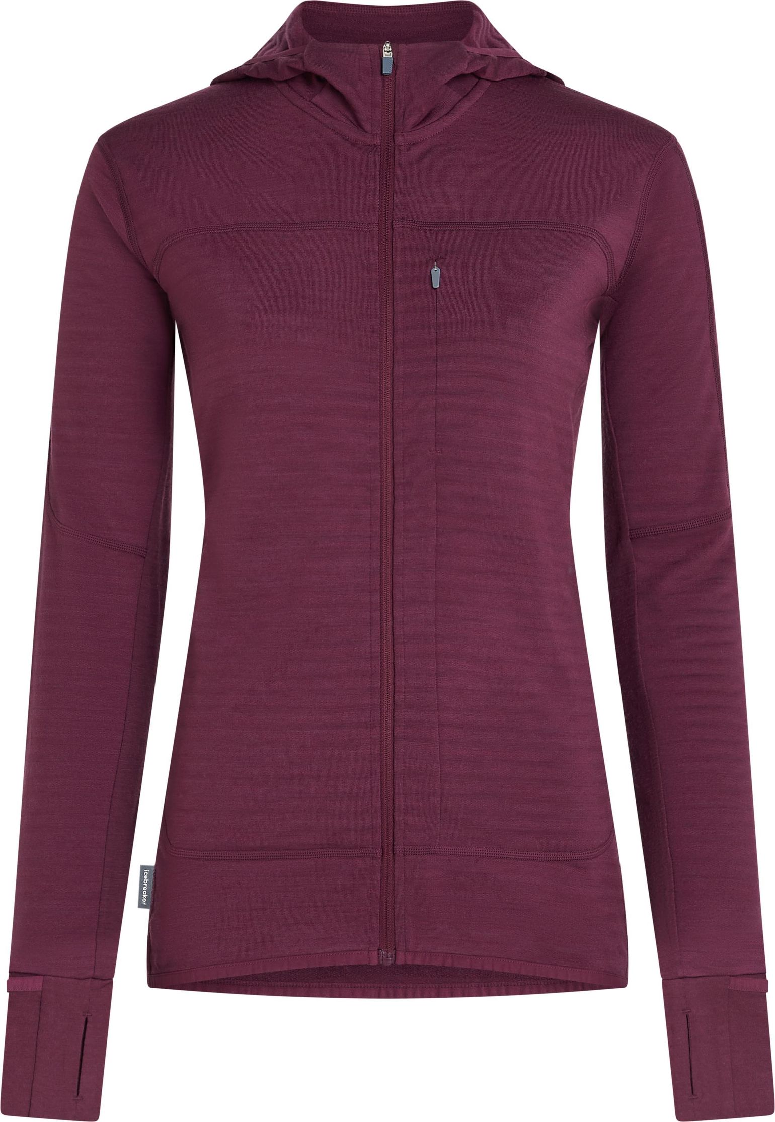 Icebreaker Wom Mer  300 Realfleece Desc Ls Zip Hoo Dk Berry