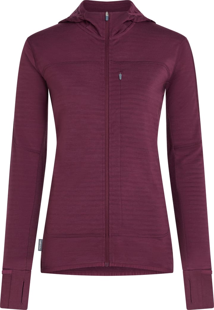 Icebreaker Wom Mer  300 Realfleece Desc Ls Zip Hoo Dk Berry Icebreaker