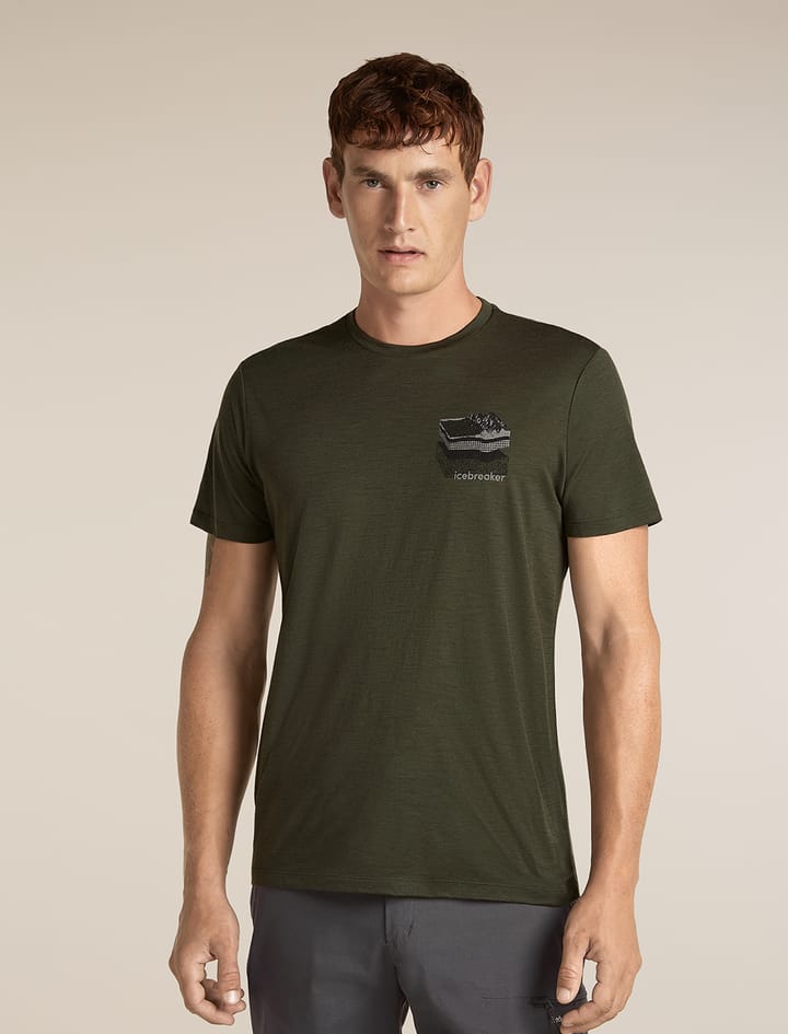 Icebreaker Men's Merino 150 Tech Lite Ss Tee Evolving Lay Dk Loden Icebreaker