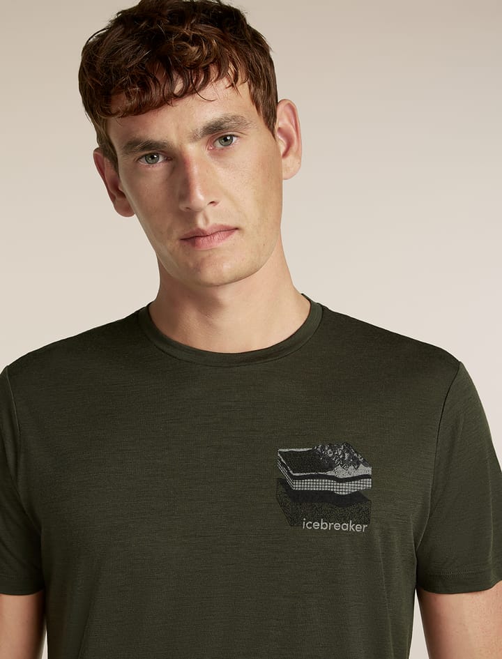 Icebreaker Men's Merino 150 Tech Lite Ss Tee Evolving Lay Dk Loden Icebreaker