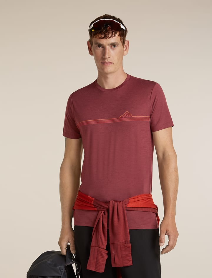Icebreaker Men's Merino 150 Tech Lite Tee Range Stripes Port Icebreaker