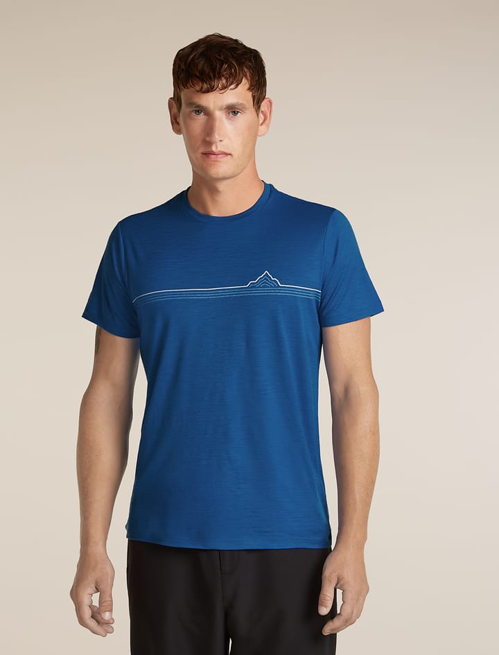 Icebreaker Men's Merino 150 Tech Lite Tee Range Stripes Lazurite Icebreaker