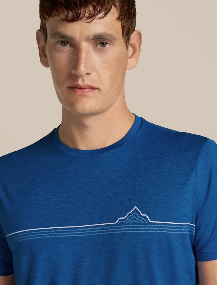 Icebreaker Men's Merino 150 Tech Lite Tee Range Stripes Lazurite Icebreaker