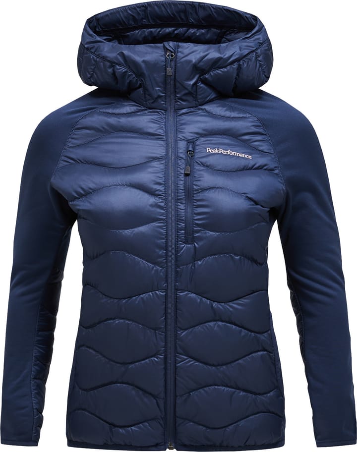 Peak Performance Women's Helium Down Hybrid Hood Blue Shadow Peak Performance