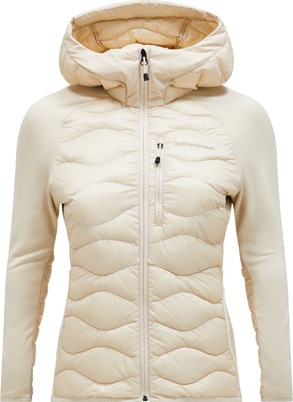Peak Performance Women's Helium Down Hybrid Hood Sand Fog