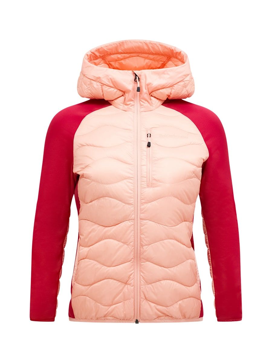 Peak Performance W Helium Down Hybrid Hood Peach Fuzz/tech Burgundy/