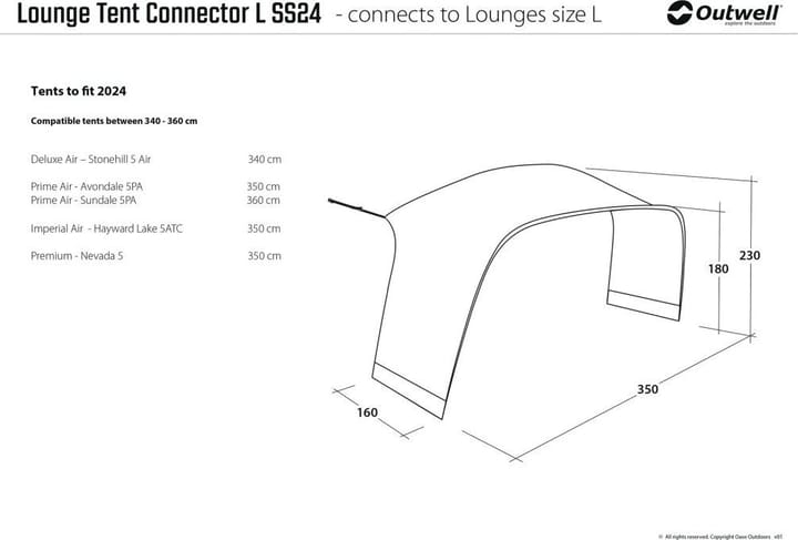 Outwell Lounge L Tent Connector Grey Outwell