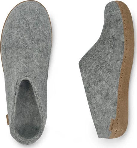 Open Heel Leather Sole Grey Glerups