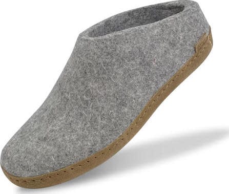 Open Heel Leather Sole Grey