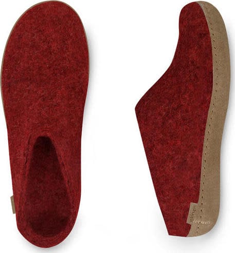 Open Heel Leather Sole Red Glerups
