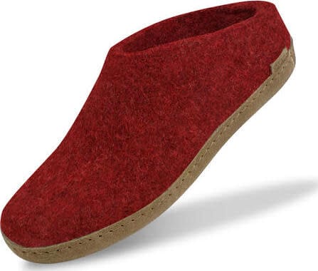 Open Heel Leather Sole Red Glerups