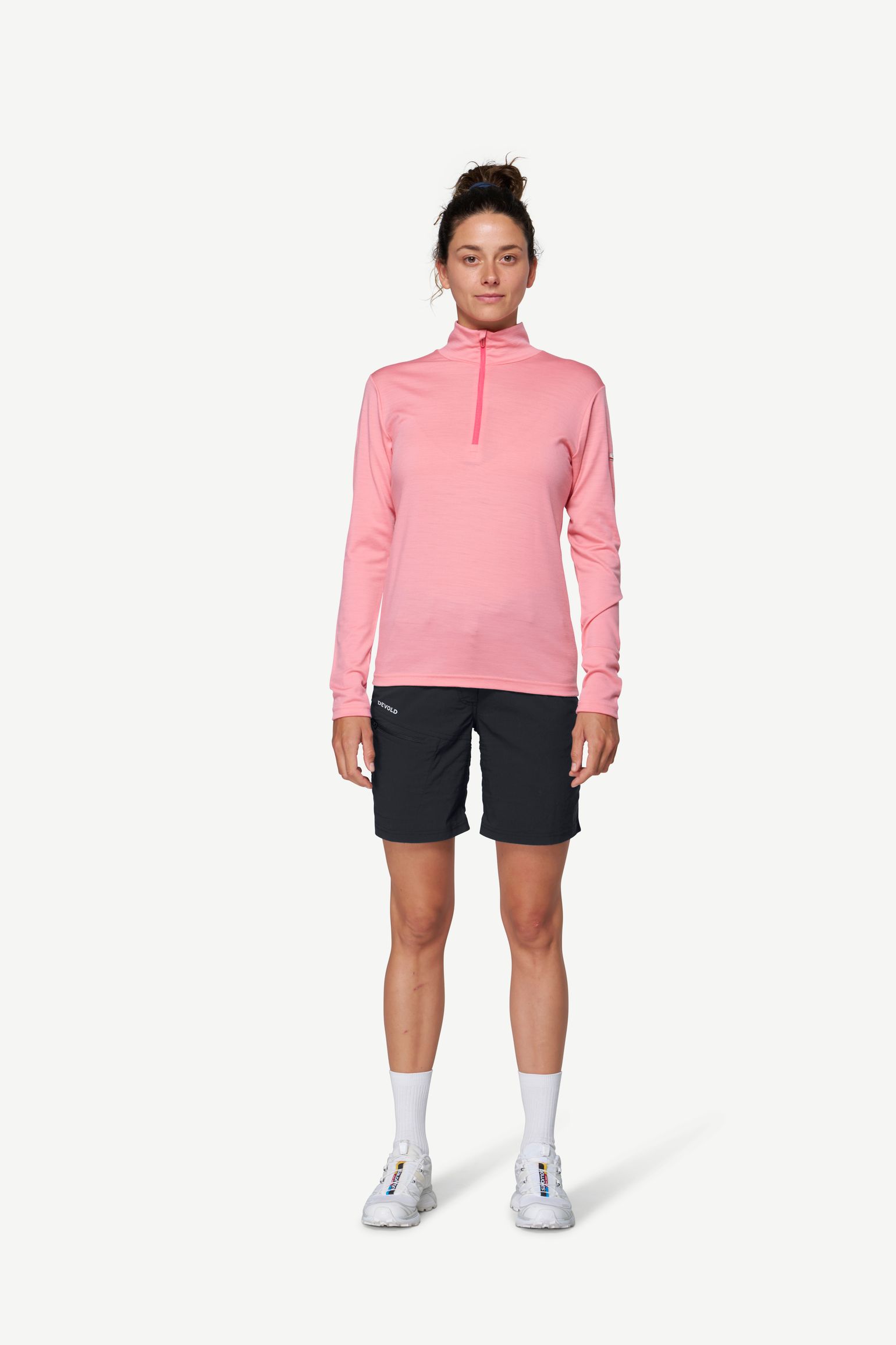 Devold Women's Breeze Plus Merino 200 Zip Neck Apricot