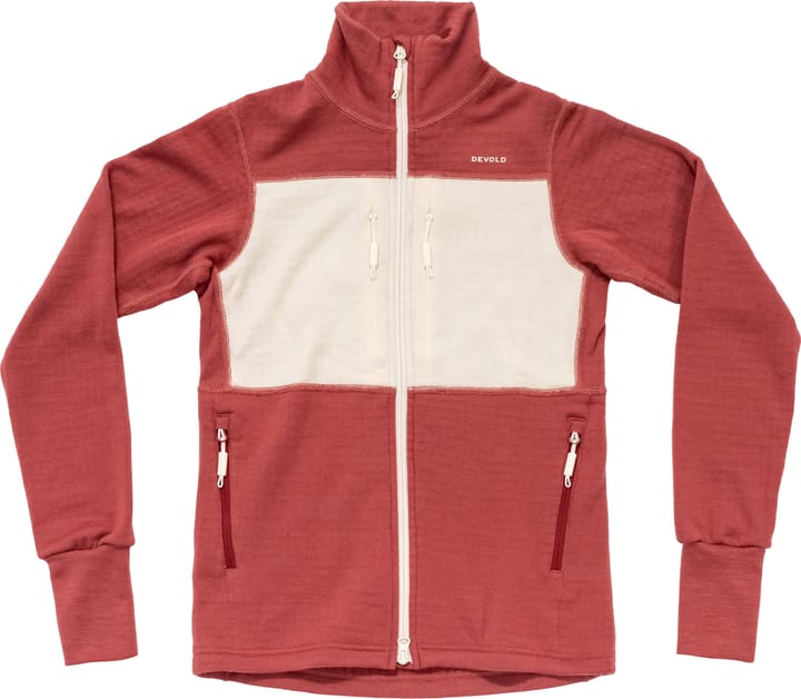 Devold Women's Egga Grid Merino Jacket Marsala/Offwhite Devold
