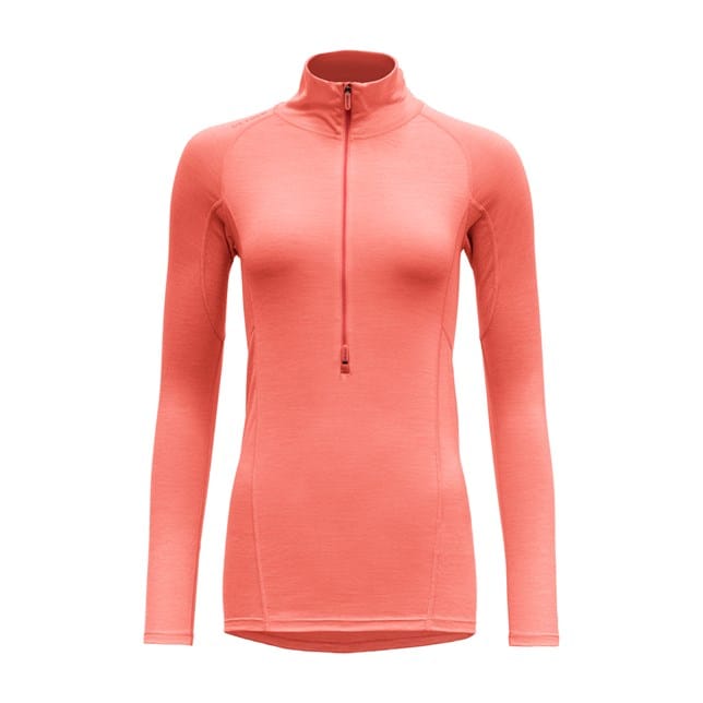 Devold Running Woman Zip Neck Coral