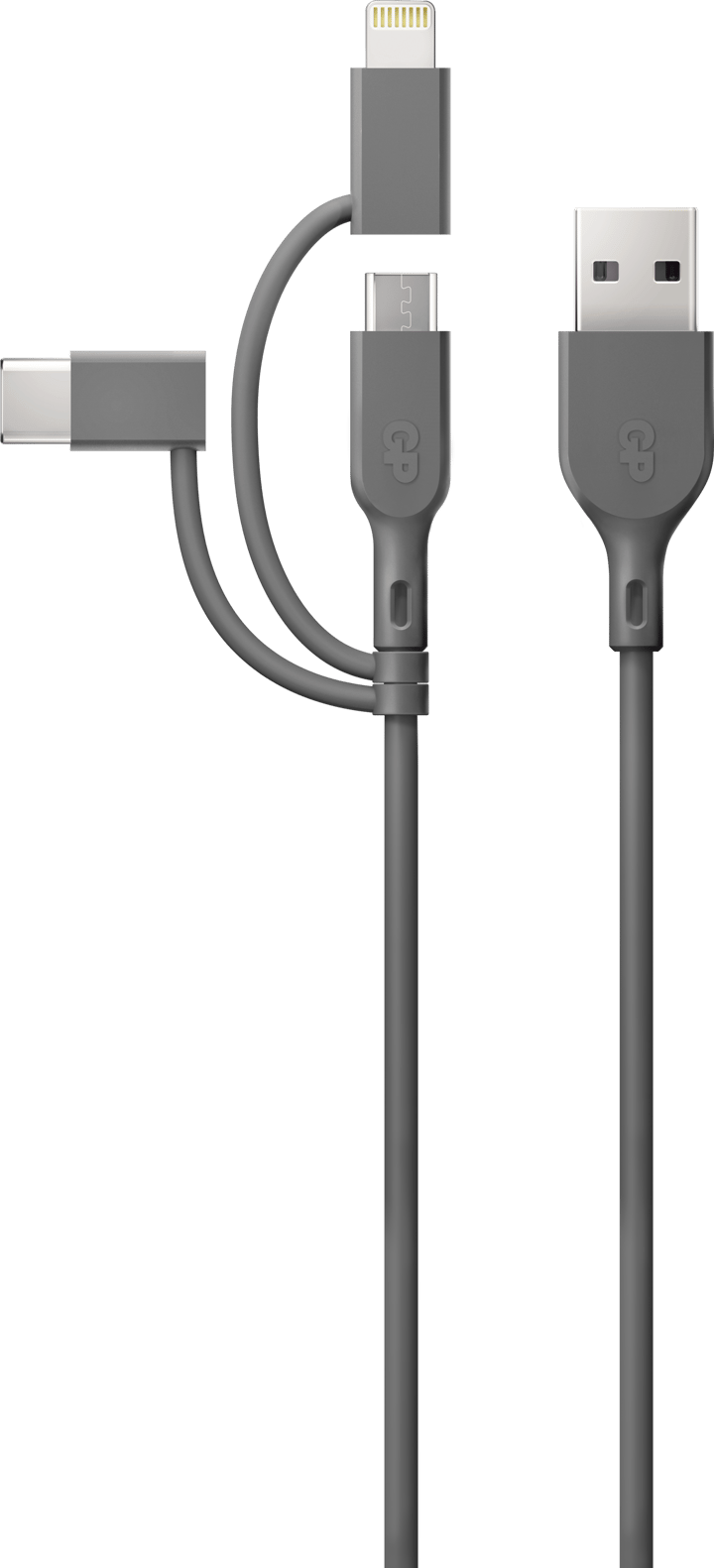 GP Batterier GP Essential Cable 3-in-1 USB-A To MicroUSB +USB-C + Lightning 1m Nocolour GP Batterier