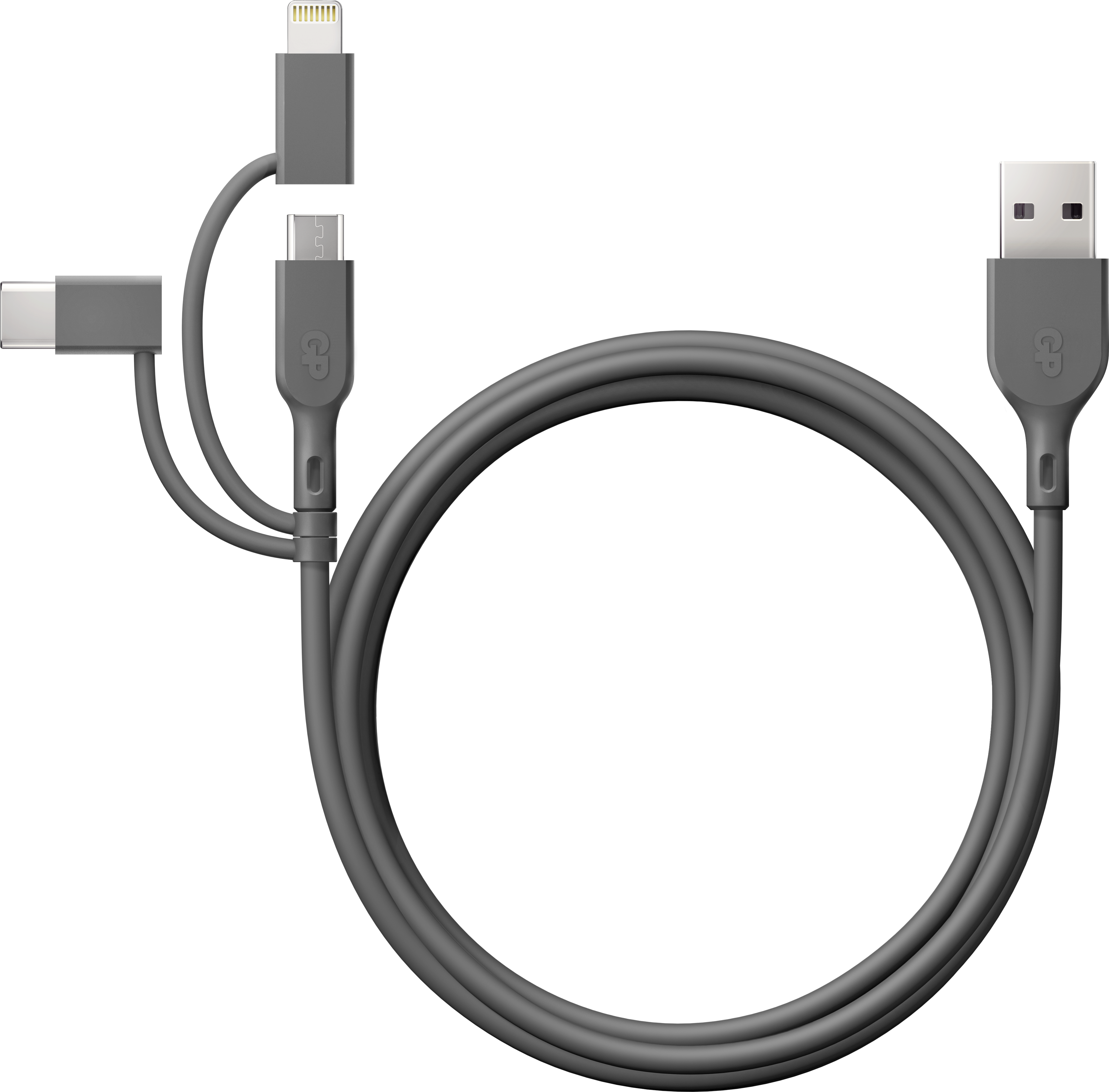 GP Batterier GP Essential Cable 3-in-1 USB-A To MicroUSB +USB-C + Lightning 1m Nocolour