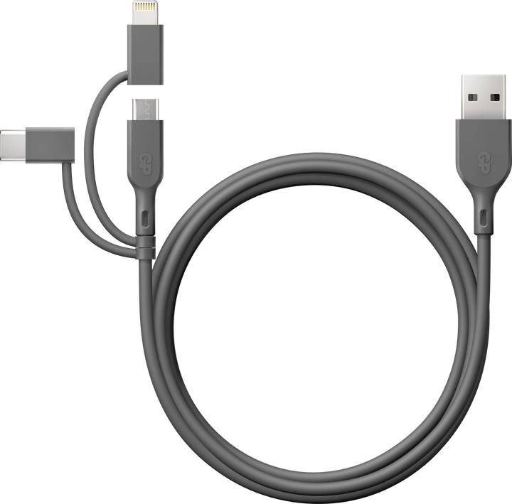 GP Batterier GP Essential Cable 3-in-1 USB-A To MicroUSB +USB-C + Lightning 1m Nocolour GP Batterier