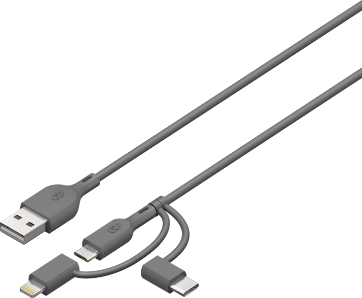 GP Batterier GP Essential Cable 3-in-1 USB-A To MicroUSB +USB-C + Lightning 1m Nocolour GP Batterier