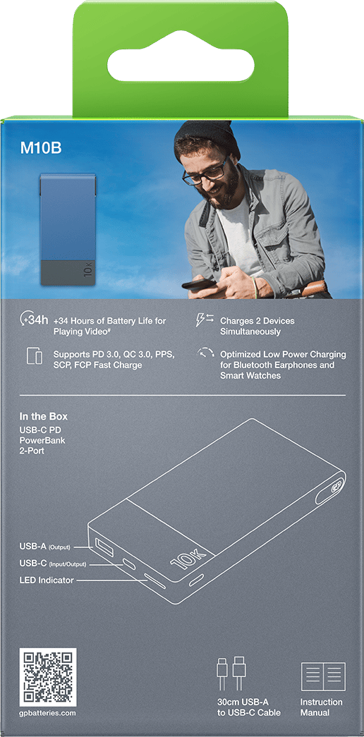 GP Batterier GP Powerbank M2 10000 mAh Blue GP Batterier GP Batterier GP Powerbank M2 10000 mAh Blue GP Batterier